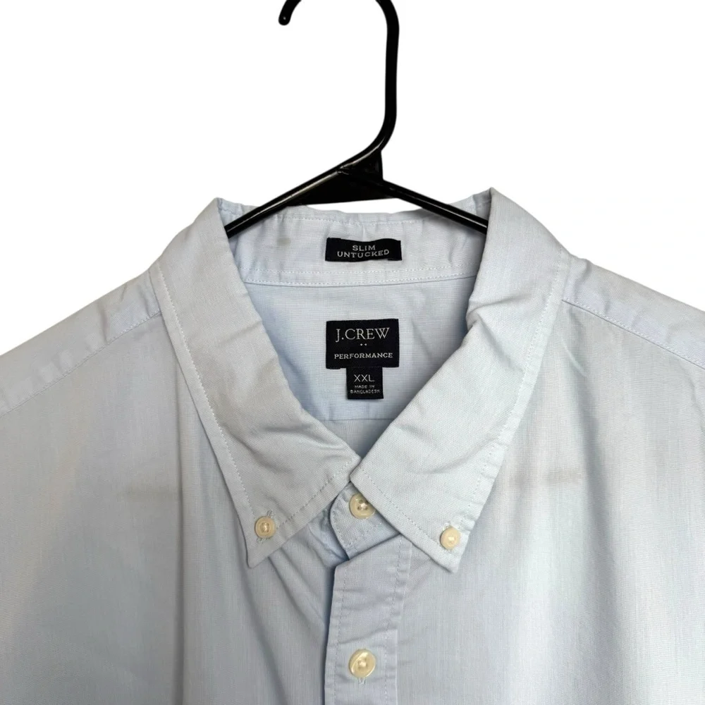J. Crew Slim Untucked Preformed Button Down Shirt Men’s XXL Blue Business Casual